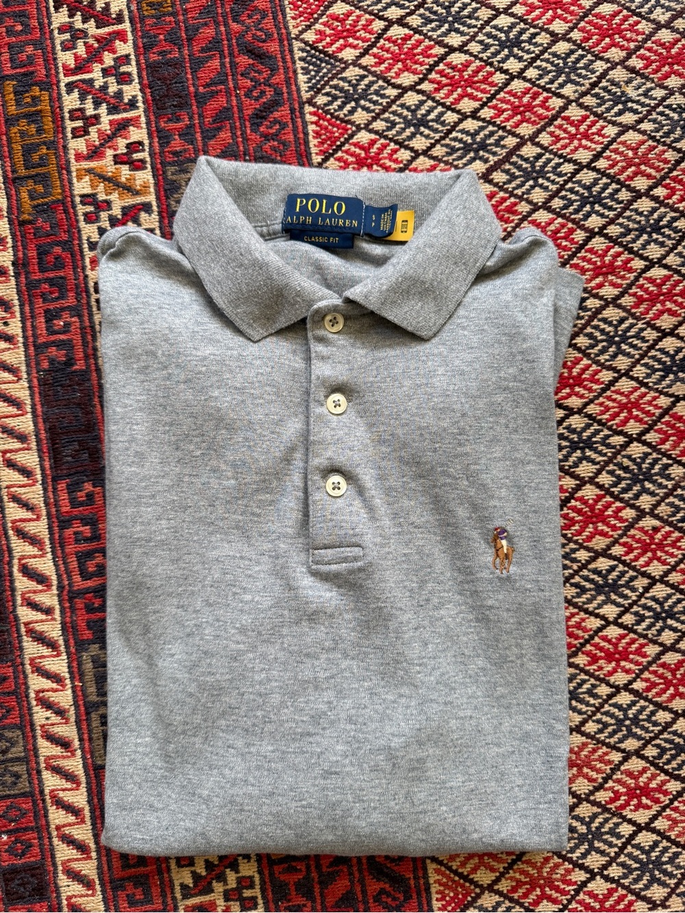 Polo by Ralph Lauren men’s Heather Gray Polo Shirt with Embroidered Pony